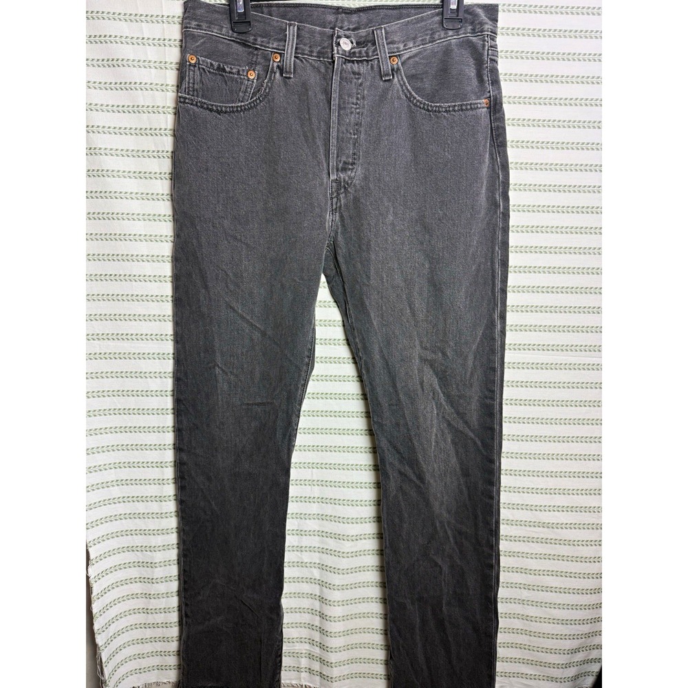 Levi's Men's Gray Denim Jeans Cotton Regular Fit Straight Mid Rise Button Fly